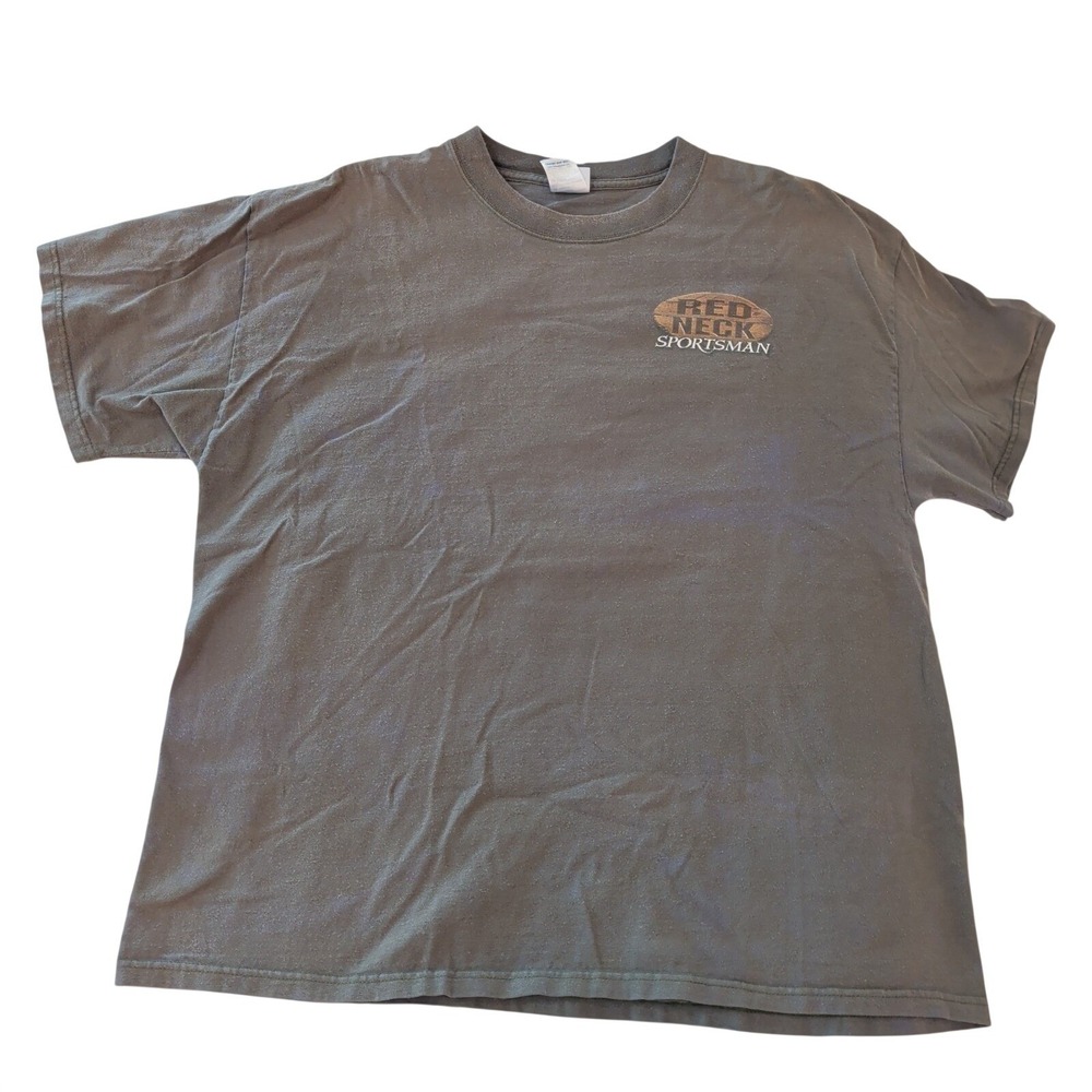 Vintage Y2K Redneck Sportsman T Shirt Jeet-Yet Muted Green Men's XL 2001 Read
